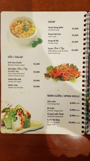 Menu 4/15 at Vuon Chay in Ho Chi Minh City