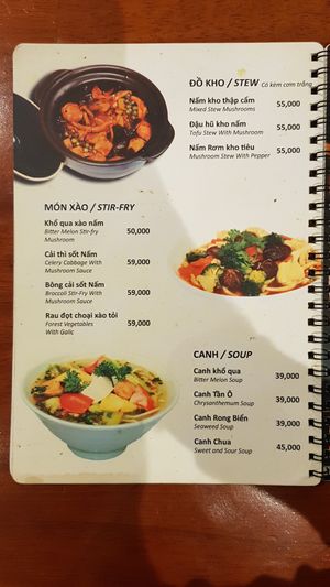 Menu 10/15 at Vuon Chay in Ho Chi Minh City