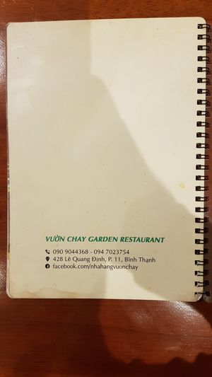 Menu 15/15 at Vuon Chay in Ho Chi Minh City