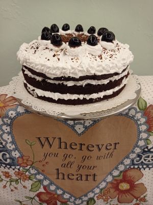 Schwarzwälder Kirschtorte veganisiert at Cafe Tomorrow in Linz Am Rhein