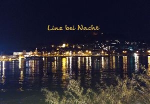Linz bei Nacht von der gegenüberliegenden Rheinseite aus fotografiert at Cafe Tomorrow in Linz Am Rhein