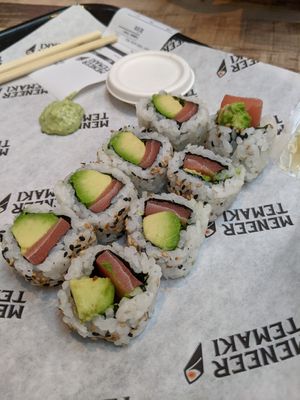 Vegan salmon sushi at Foodhallen in Amsterdam