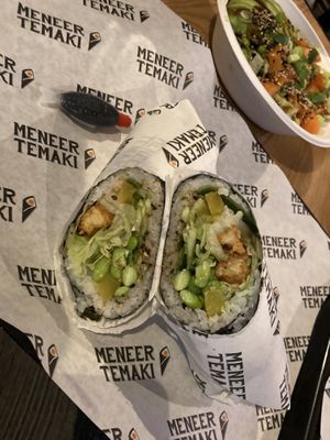 Tempeh sushi burrito at Foodhallen in Amsterdam