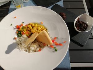 Indiai csicsrri hagymalekvárral at Veganeeta Home in Balatonalmadi