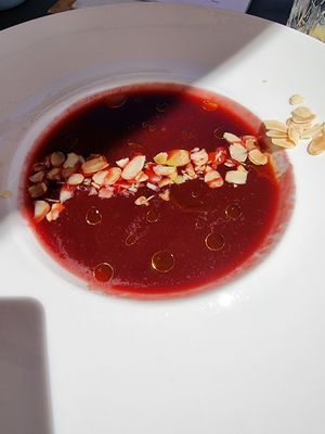 Beetroot soup at Veganeeta Home in Balatonalmadi