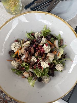Homemade goat cheese salad  at Veganeeta Home in Balatonalmadi