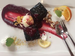 Vegan warm Brownie with Icecream at Veganeeta Home in Balatonalmadi