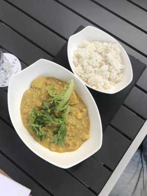 Curry with coconut milk and pineapple at Veganeeta Home in Balatonalmadi