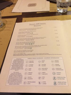 Menu at Osteria Caffe Monte Baldo in Verona