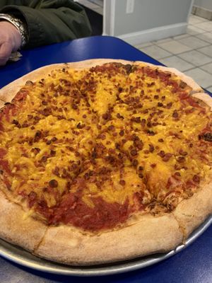 Vegan daiya cheese and ‘bacon’ pizza!  at A Slice of Heaven in Wareham