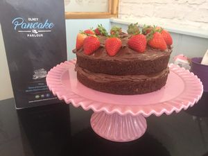 Vegan chocolate cake  at Olney Pancake Parlour in Olney