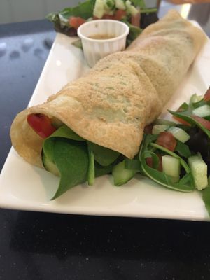 Spinach, red pepper and courgette pancake  at Olney Pancake Parlour in Olney