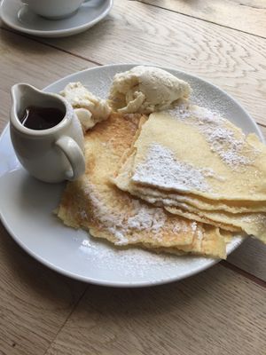 Maple vegan pancakes  at Olney Pancake Parlour in Olney