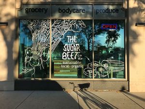 Street side and bike rack at Sugar Beet Food Co-op in Oak Park
