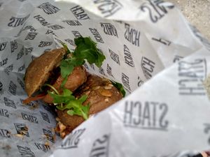 Vegan chicken and avocado at Stach Cafe in Amsterdam