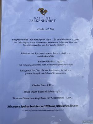 Daily changing menue   at Gasthof Falkenhorst in Burig