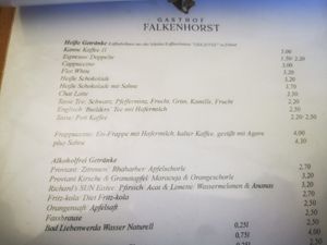 Getränke at Gasthof Falkenhorst in Burig