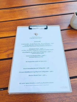 Speisekarte at Gasthof Falkenhorst in Burig