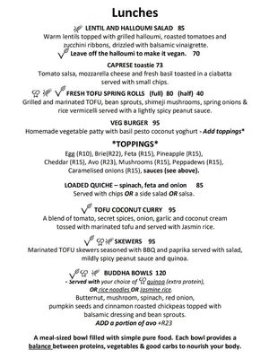 menu at Delish in Hout Bay