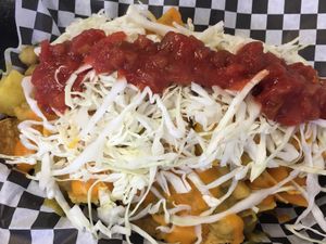 Curry vegan nachos at Desert Island Eatery in Tucson