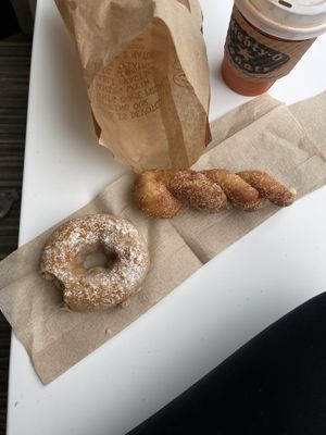 french toast donut and cinnamon twist  at Mighty-O Donuts - Denny Triangle in Seattle