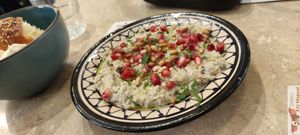 Babaganouch : eggplant caviar with tehina, pine nuts and pomegranate at Levantine in Paris