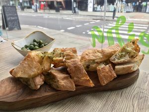 Delicious vegan garlic bread  at Oliveira in South West London
