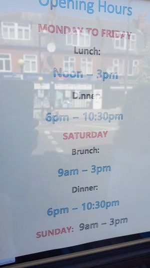 Opening times at Oliveira in South West London