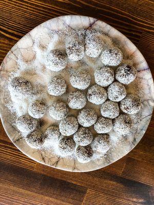 Raw bliss balls - vegan, gluten-free, refined sugar free   at The Juice Lounge in Antalya