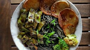 Noodles Buddha Bowl with black spaghetti on special request :) at The Juice Lounge in Antalya