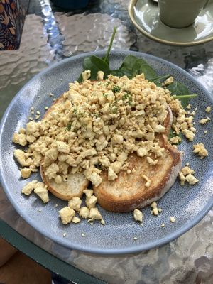 Tofu scramble on sourdough   at Watertank Cafe in Alice Springs