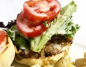 Vegan Smoked Burger with Garlic Sauce at Urban Greenhouse in Panama City