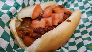 Vegan chili dog at Ken's Diner in Skokie