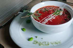 Cherry tomato bisque at Spot in Novi Sad