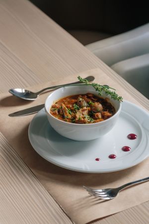 Seitan & mushroom goulash at Spot in Novi Sad