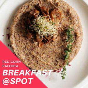 Breakfast @spot.ns 
Red corn palenta (red corn flour, soy butter, grilled champignons, cold pressed pumpkin seed oil)........150RSD
Palenta od crvenog kukuruza (crveno kukuruzno brašno, sojin maslac, grilovani šampinjoni, hladno cedjeno bundevino ulje)........150din
•
U Spotu doručak služimo od 10 do 12h.
•
U zrnima kukuruza se krije prava riznica korisnih materija. Obiluje dijetnim vlaknima koja su od esencijalnog značaja za ljudski metabolizam. Kukuruz sadrži dosta važnih vitamina i minerala, značajne karotenoide, lutein i zeaksantin. 
U našem restoranu možete probati palentu koju naši kuvari pripremaju od crvenog kukuruza.
•
Kompletan meni možete pogledati na našoj fb stranici https://www.facebook.com/spot021/
•
Vidimo se u zdravoj tački Novog Sada! •

 at Spot in Novi Sad