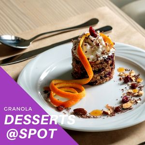 Desserts @ Spot - cafe & vegan kitchen
Granola (oatflakes, cold pressed coconut oil, dates, almonds, raisins, walnuts, cranberry, whipped cream, vanilla, orange topping, dark chocolate)…….200RSD
Granola (ovsene pahuljice, hladno cedjeno kokosovo ulje, urme, bademi, sumo grožđe, orasi, brusnica, šlag, vanila, toping od narandže, crna čokolada)……..200din
*Nijedna namirnica nije životinjskog porekla*
• 
U Spotu kuhinja radi od 10h do 22h.
•
Orašasti plodovi mogu pomoći pri održavanju dobrog zdravlja. Bogati su nezasićenim mastima, vitaminima i mineralima.
 •
 Kompletan meni možete pogledati na našoj fb stranici https://www.facebook.com/spot021/ 
•
 Vidimo se u zdravoj tački Novog Sada!  at Spot in Novi Sad