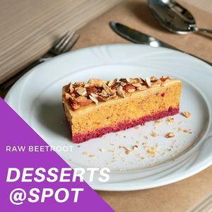 Desserts @ Spot - cafe & vegan kitchen
Raw beetroot carrot cake (beetroot, carrot, coconut flour, cold pressed coconut oil, dates, cinamon, ginger, cashew, almond, brown sugar, vanilla, lemon)…….200RSD
Sirova torta od cvekle i šargarepe (cvekla, šargarepa, kokosovo brašno, kokosovo ulje, urme, cimet, đumbir, indijski orah, žuti šećer, vanila, limun)……..200din
*Nijedna namirnica nije životinjskog porekla*
• 
U Spotu kuhinja radi od 10h do 22h.
•
Cvekla je bogat izvor minerala. Pa tako sadrži 2% dnevnih potreba kalcijuma, 6% dnevnih potreba gvožđa i fosfora, 6% dnevnih potreba magnezijuma, 16% dnevnih potreba mangana, 7% dnevnih potreba za kalijumom, 5% za natrijumom i 4% za cinkom. Takođe sadrži skoro sve vitamine grupe B i vitamin C. Cvekla ima mnogostruk uticaj na zdravlje onih koji je konzumiraju. Istraživanja su pokazala da smanjuje krvni pritisak, te sprečava razvoj kardio vaskularnih bolesti. 
Šargarepa sadrži betakaroten, koji joj obezbeđuje karakterističnu narandžastu boju. Takođe sadrži dosta vitamina, kao što su A, C, B1, B2, B3, B6, B9, E i vitamin K; i minerale – kalujum, magnezijum, gvožđe, kalcijum, fosfor. Osim što je veoma ukusna namirnica, šargarepa poseduje i mnoga lekovita svojstva za organizam, tako da je valja uključiti u svakodnevnu ishranu. 
•
 Kompletan meni možete pogledati na našoj fb stranici https://www.facebook.com/spot021/ 
•
 Vidimo se u zdravoj tački Novog Sada!  at Spot in Novi Sad