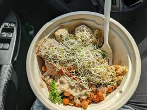 Sweet potato brussel bowl at The Co-op Natural Foods in Sioux Falls