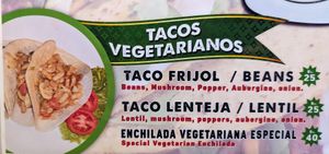Vegetarian tacos. The two first are also vegan at La Torre Italiana in Tupiza