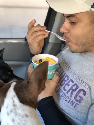 Lime flavored base with mango and blueberry toppings at Easy Breezy in San Francisco