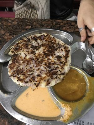 Onion Roast/Uthappam - one of the vegan options at Sri Krishna in Kochi
