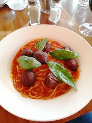 Vegan meatballs and wholemeal pasta at Due South in Albany