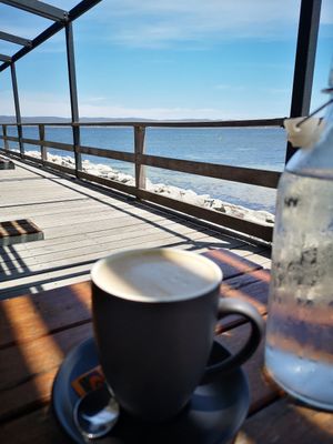 Oat Flat White with a view at Due South in Albany