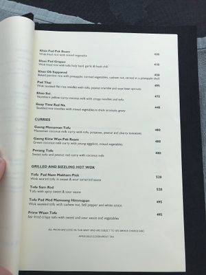 Vegan menu pg4 at Paresa Resort in Phuket