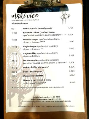 Weekend menu.  at Makovice in Stupava