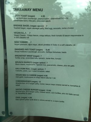 The menu  at Hunter Gatherer in Portsmouth