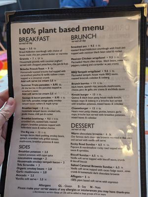 Menu at Hunter Gatherer in Portsmouth