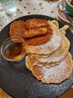 Love the sausage pancakes at Hunter Gatherer in Portsmouth