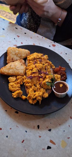 Tofu scram with hash browns at Hunter Gatherer in Portsmouth